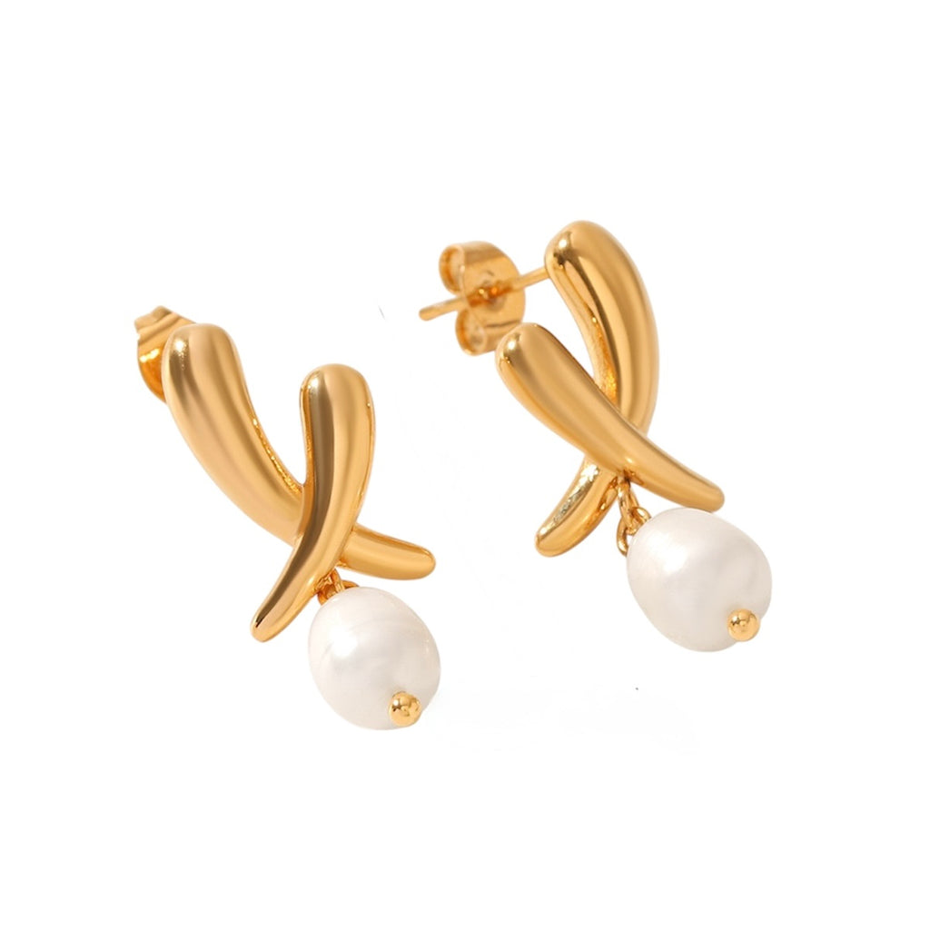 Earring Pearl Twist Dangle