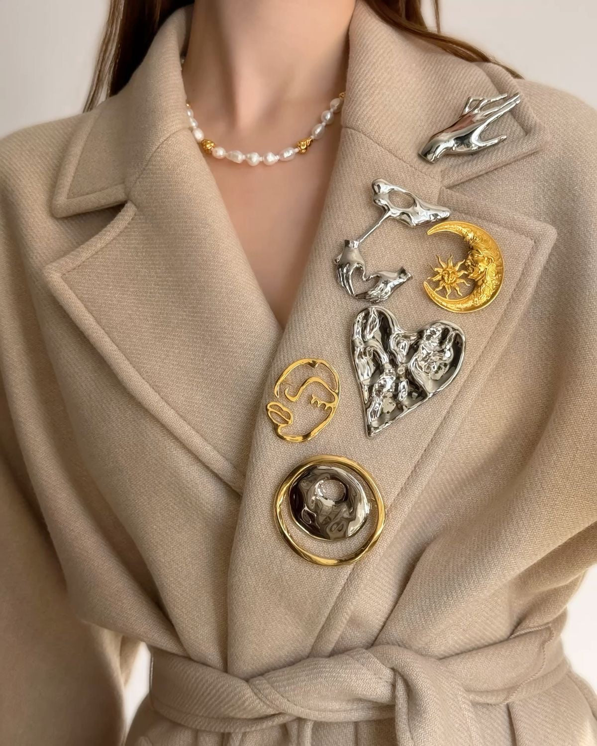 Sun And Moon Brooches