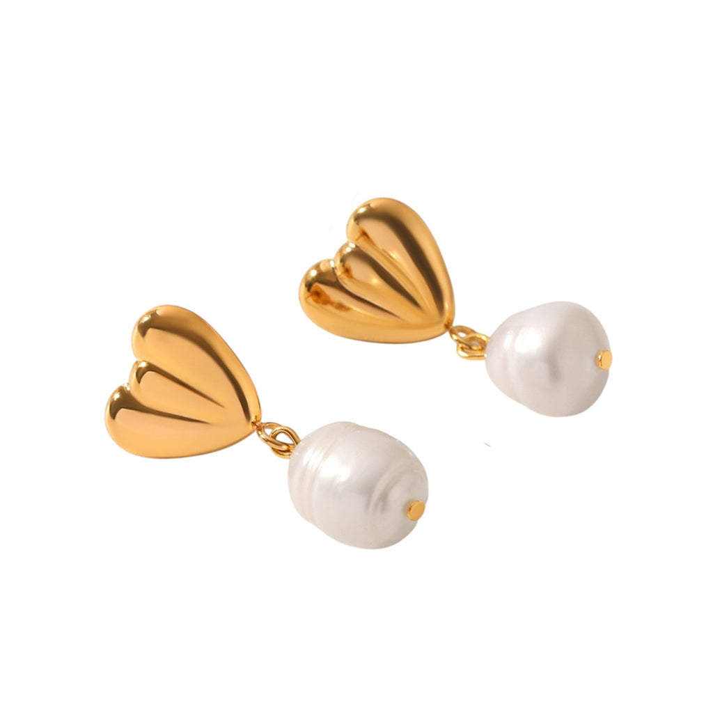 Earring Pearls Heart