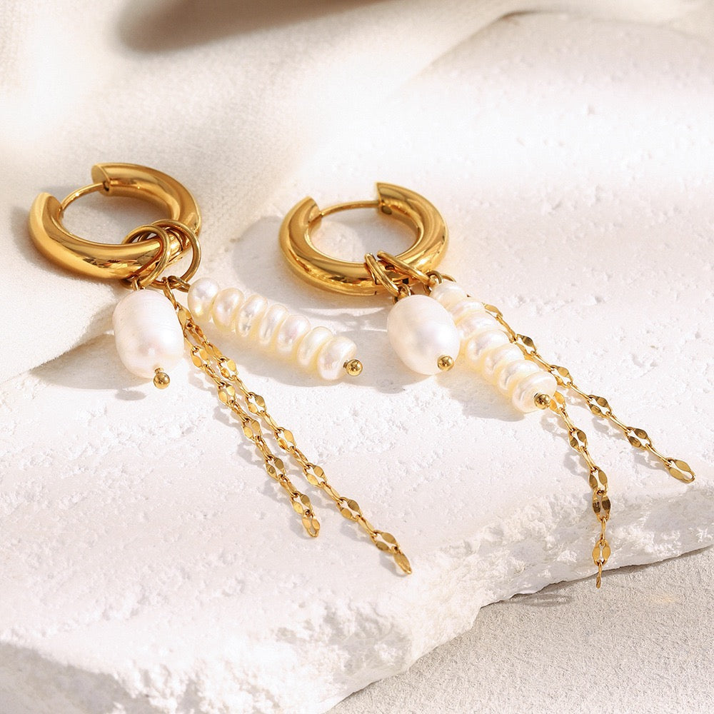 Earrings Elegant Tassel Pearl