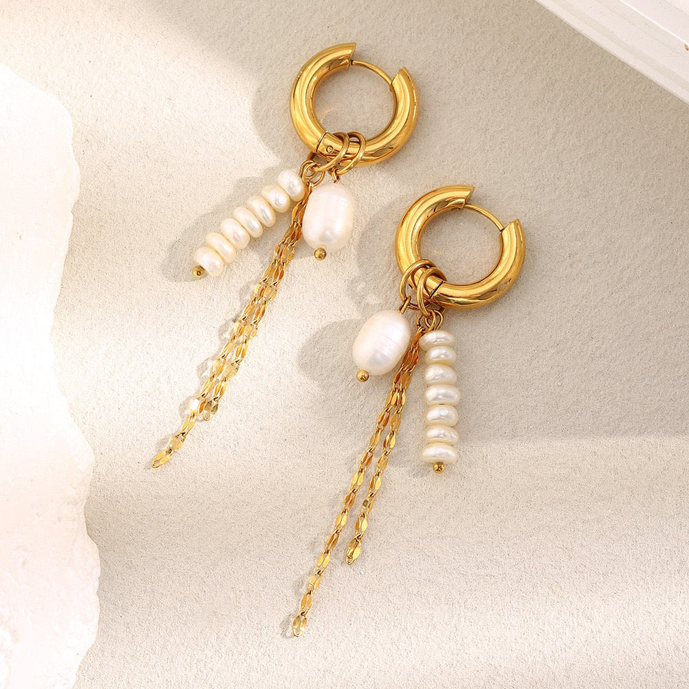 Earrings Elegant Tassel Pearl